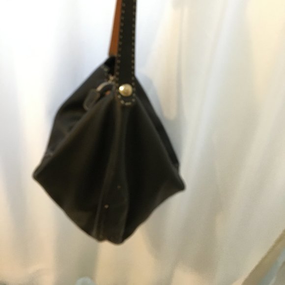 Leather Slouchy Bag, Italian, Gianni Segatta, Blac - Picture 5 of 9